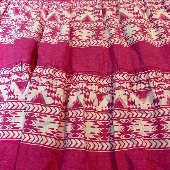 MSK Pink White Long Sleeve Aztec Geometric Print Linen Dress Women’s Size M - Picture 2 of 9